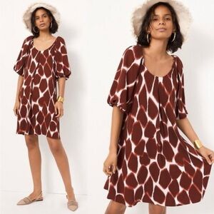 Anthropologie NWT Corey Lynn Calter Giraffe Tunic Dress Tan Brown Size Small